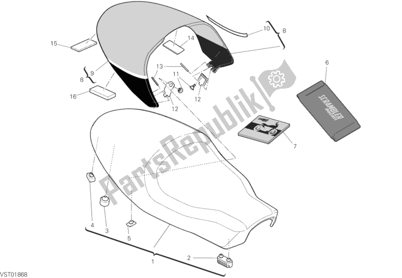 All parts for the Seat of the Ducati Scrambler Flat Track Thailand 803 2020